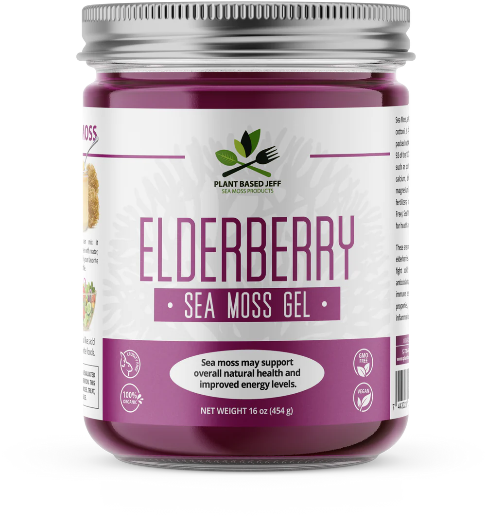 16oz elderberry sea moss gel by plant based jeff
