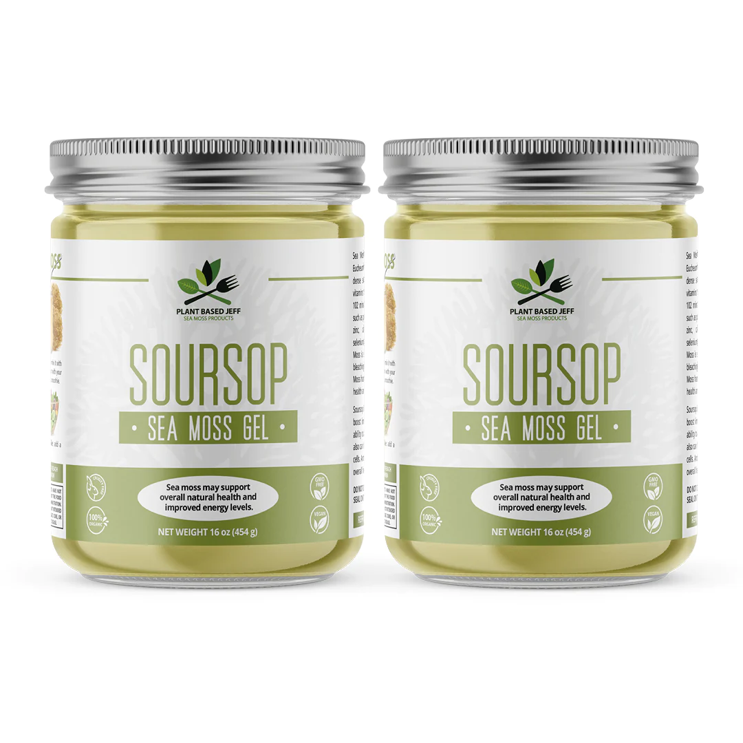 save when you buy 2 jars of soursop sea moss gel for potential cancer fighting properties, skin and cell protection